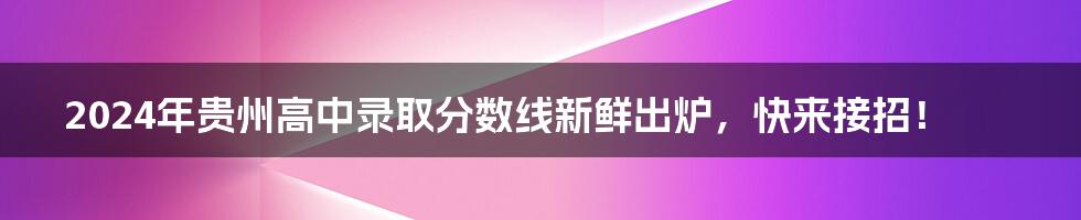 2024年贵州高中录取分数线新鲜出炉，快来接招！