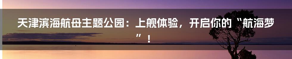 天津滨海航母主题公园：上舰体验，开启你的“航海梦”！