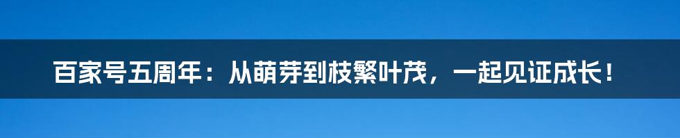 百家号五周年：从萌芽到枝繁叶茂，一起见证成长！