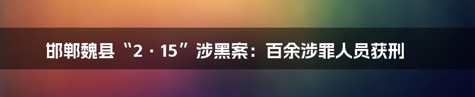 邯郸魏县“2·15”涉黑案：百余涉罪人员获刑