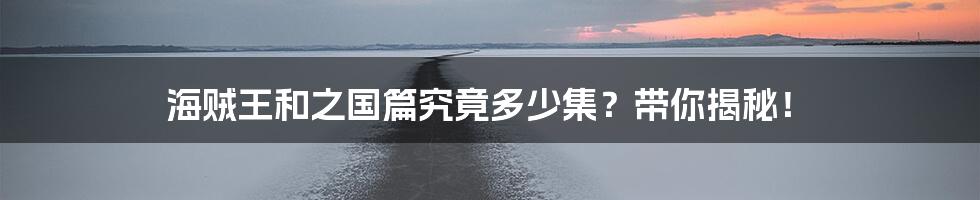 海贼王和之国篇究竟多少集？带你揭秘！