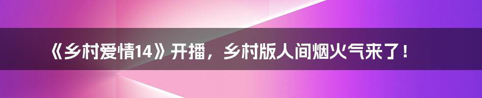 《乡村爱情14》开播，乡村版人间烟火气来了！