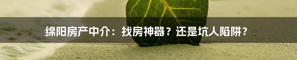 绵阳房产中介：找房神器？还是坑人陷阱？