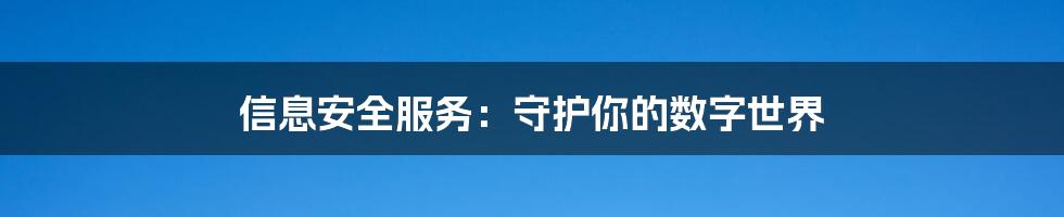 信息安全服务：守护你的数字世界