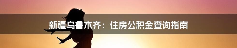 新疆乌鲁木齐：住房公积金查询指南