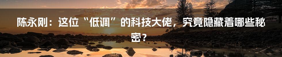 陈永刚：这位“低调”的科技大佬，究竟隐藏着哪些秘密？