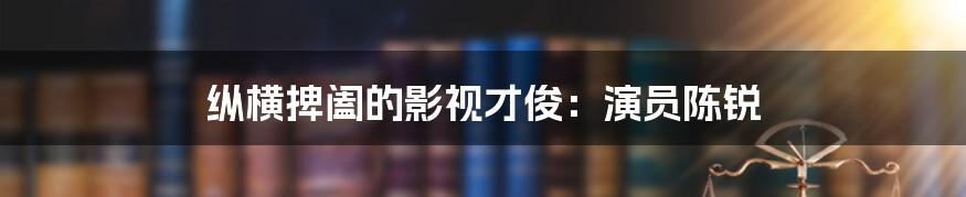 纵横捭阖的影视才俊：演员陈锐