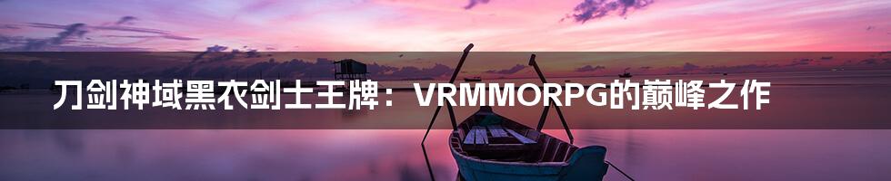 刀剑神域黑衣剑士王牌：VRMMORPG的巅峰之作