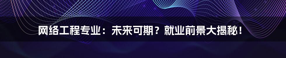 网络工程专业：未来可期？就业前景大揭秘！