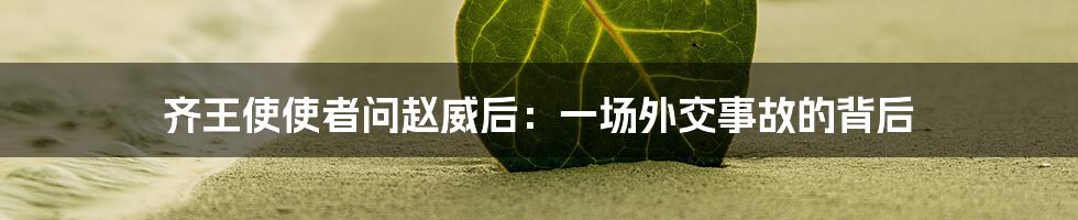 齐王使使者问赵威后：一场外交事故的背后