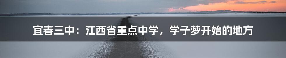 宜春三中：江西省重点中学，学子梦开始的地方