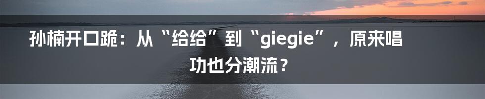 孙楠开口跪：从“给给”到“giegie”，原来唱功也分潮流？