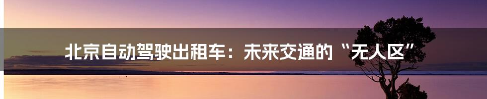 北京自动驾驶出租车：未来交通的“无人区”