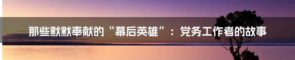 那些默默奉献的“幕后英雄”：党务工作者的故事