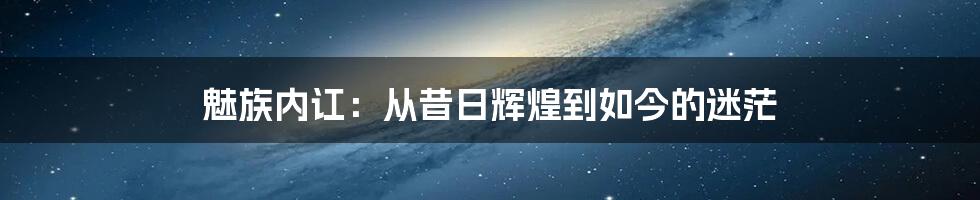 魅族内讧：从昔日辉煌到如今的迷茫