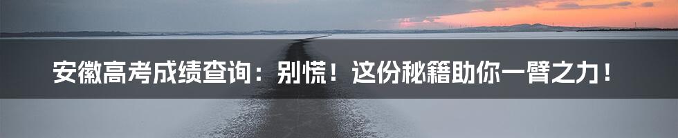 安徽高考成绩查询：别慌！这份秘籍助你一臂之力！