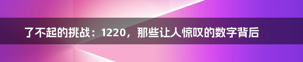 了不起的挑战：1220，那些让人惊叹的数字背后