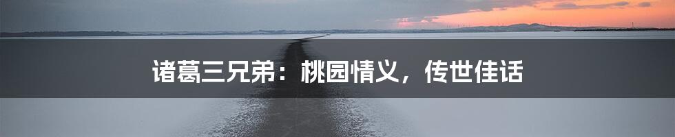 诸葛三兄弟：桃园情义，传世佳话