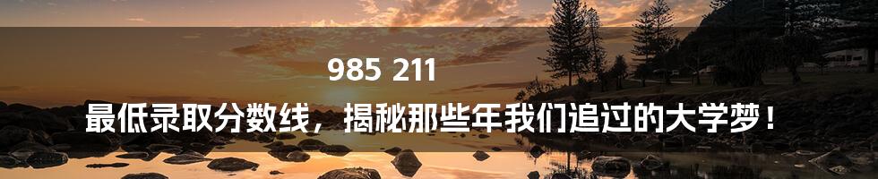 985 211 最低录取分数线，揭秘那些年我们追过的大学梦！