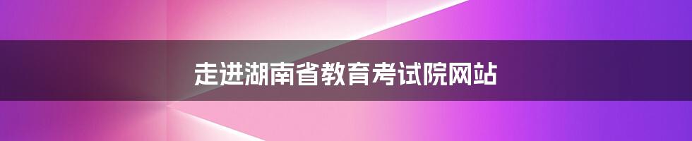 走进湖南省教育考试院网站