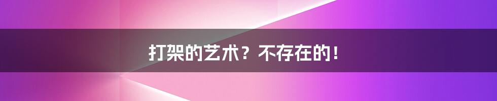 打架的艺术？不存在的！