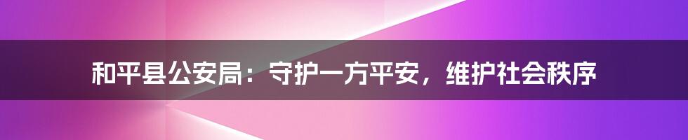 和平县公安局：守护一方平安，维护社会秩序