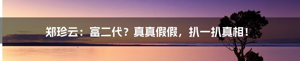 郑珍云：富二代？真真假假，扒一扒真相！