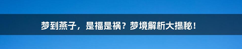 梦到燕子，是福是祸？梦境解析大揭秘！