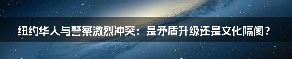 纽约华人与警察激烈冲突：是矛盾升级还是文化隔阂？