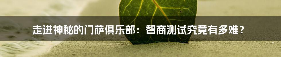 走进神秘的门萨俱乐部：智商测试究竟有多难？