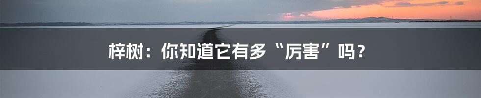 梓树：你知道它有多“厉害”吗？