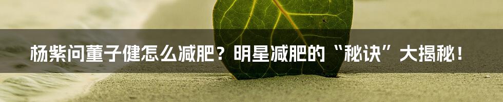 杨紫问董子健怎么减肥？明星减肥的“秘诀”大揭秘！