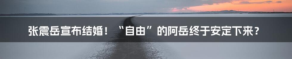 张震岳宣布结婚！“自由”的阿岳终于安定下来？