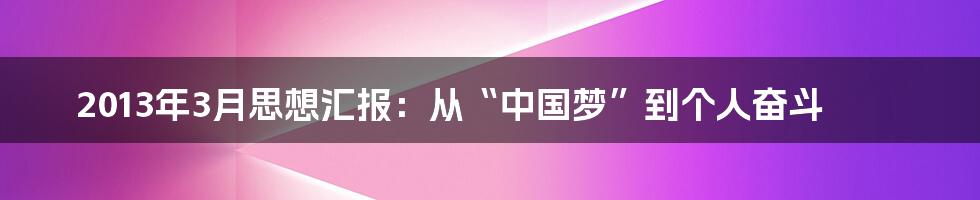 2013年3月思想汇报：从“中国梦”到个人奋斗