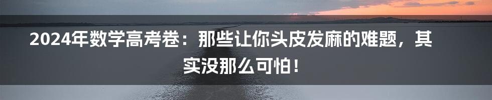 2024年数学高考卷：那些让你头皮发麻的难题，其实没那么可怕！