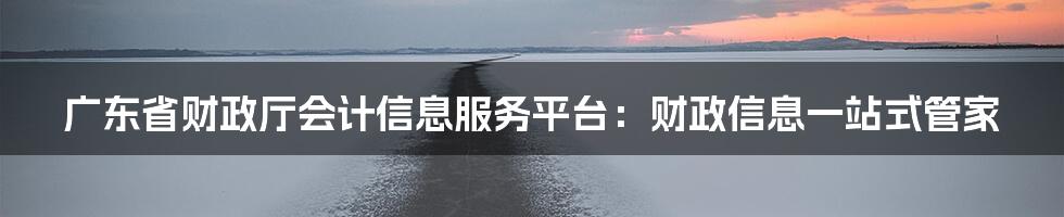 广东省财政厅会计信息服务平台：财政信息一站式管家