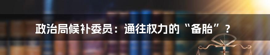 政治局候补委员：通往权力的“备胎”？