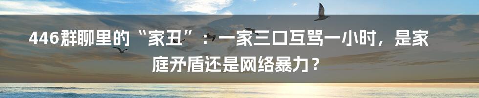 446群聊里的“家丑”：一家三口互骂一小时，是家庭矛盾还是网络暴力？