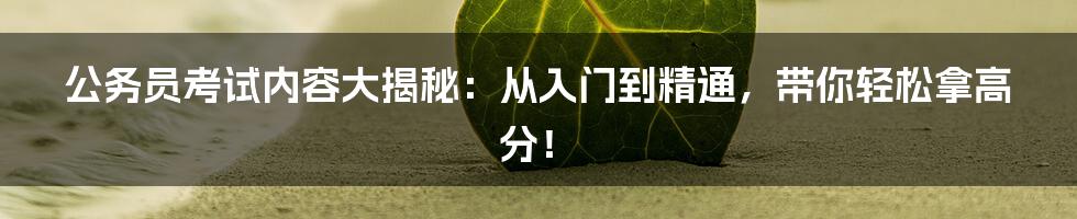 公务员考试内容大揭秘：从入门到精通，带你轻松拿高分！