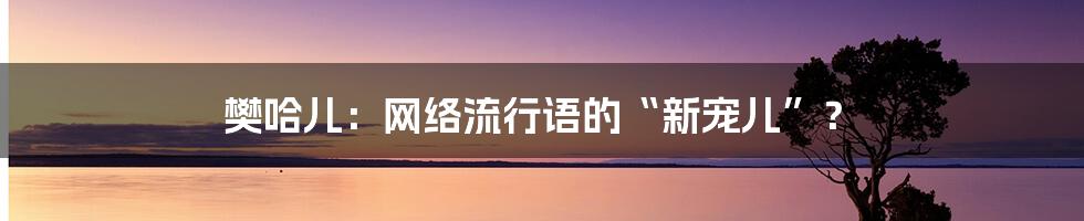 樊哈儿：网络流行语的“新宠儿”？