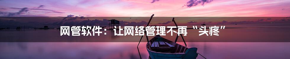 网管软件：让网络管理不再“头疼”