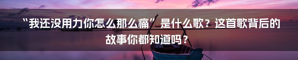 “我还没用力你怎么那么痛”是什么歌？这首歌背后的故事你都知道吗？