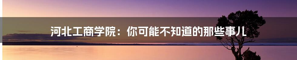 河北工商学院：你可能不知道的那些事儿