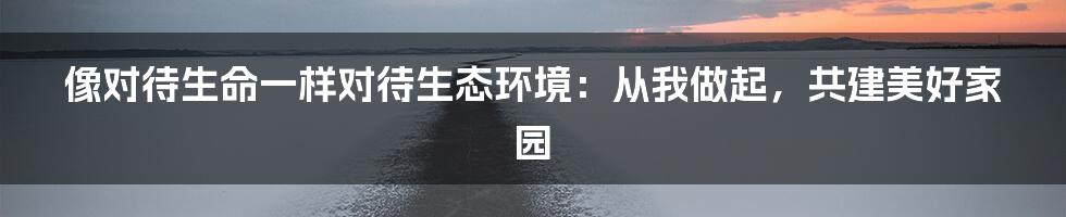 像对待生命一样对待生态环境：从我做起，共建美好家园