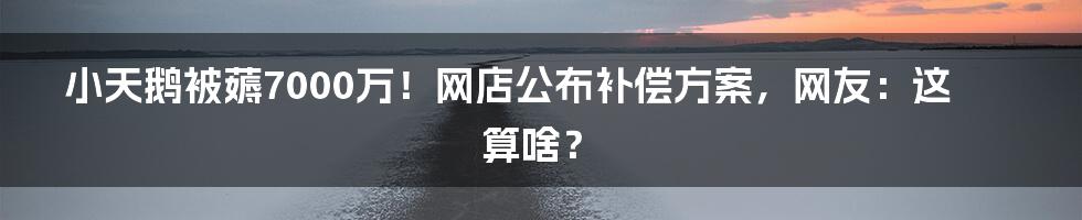 小天鹅被薅7000万！网店公布补偿方案，网友：这算啥？