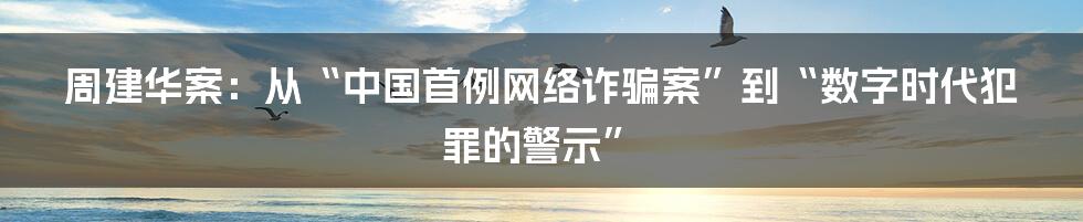 周建华案：从“中国首例网络诈骗案”到“数字时代犯罪的警示”