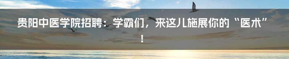 贵阳中医学院招聘：学霸们，来这儿施展你的“医术”！