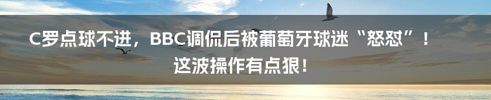 C罗点球不进，BBC调侃后被葡萄牙球迷“怒怼”！这波操作有点狠！