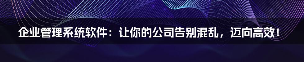 企业管理系统软件：让你的公司告别混乱，迈向高效！