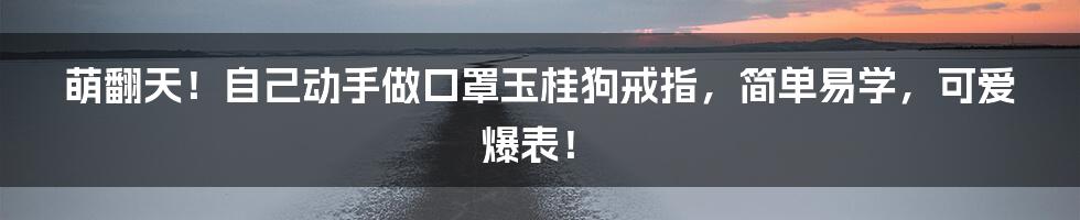 萌翻天！自己动手做口罩玉桂狗戒指，简单易学，可爱爆表！